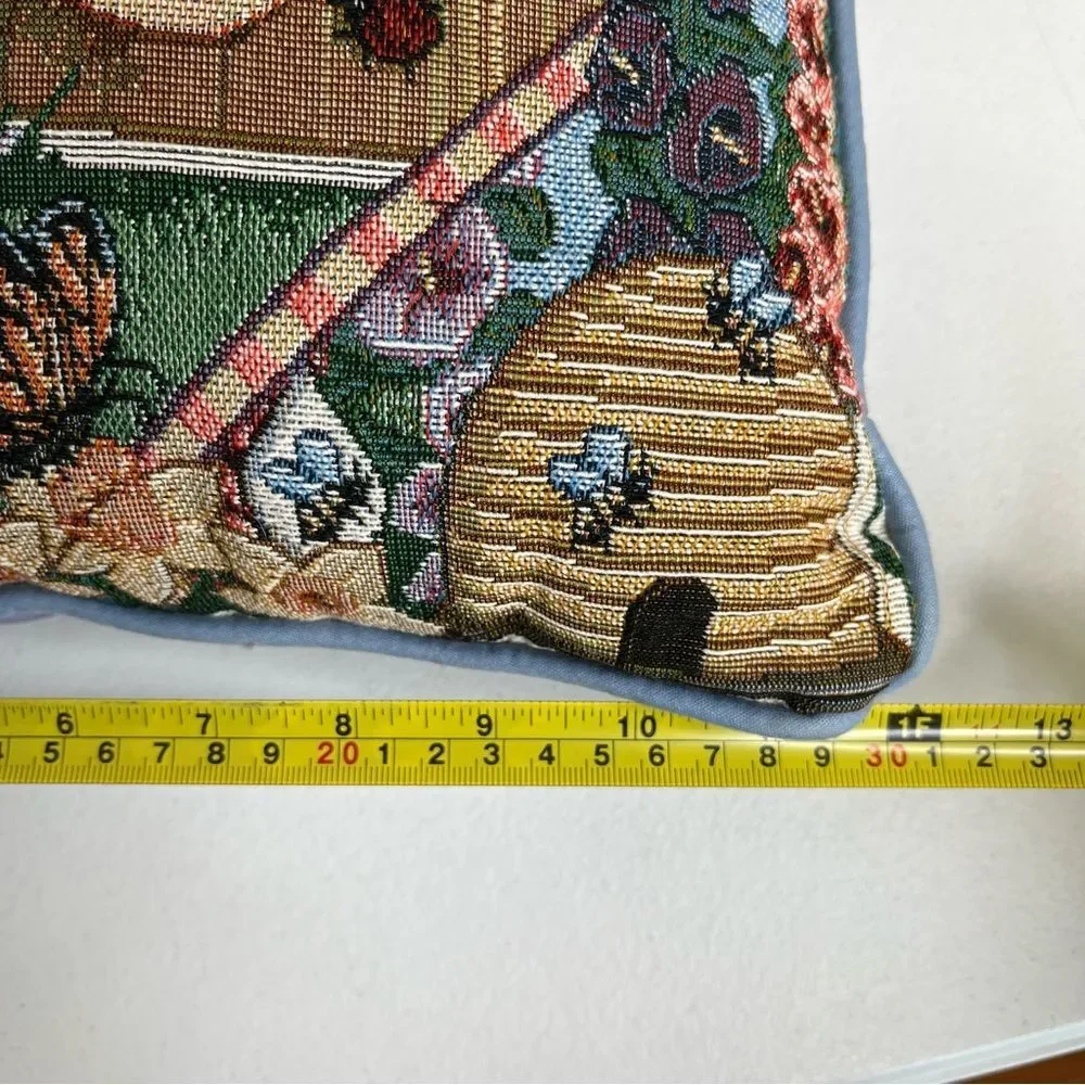 Vintage Bunny Rabbit Tapestry Pillow Simply Country Garden Visitors Cottagecore